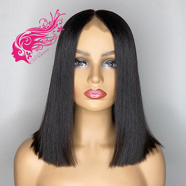 Csqueen 9A Straight hair BOB Wig 4*4 Transparent Lace Closure BOB Wig 100% human hair 180%density - Click Image to Close